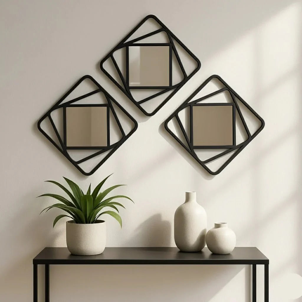 3PCs Hexagon Shape Wall Mirror (6x6 inch)