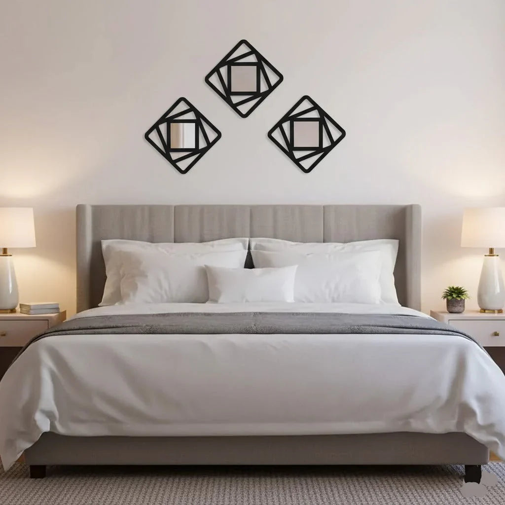 3PCs Hexagon Shape Wall Mirror (6x6 inch)